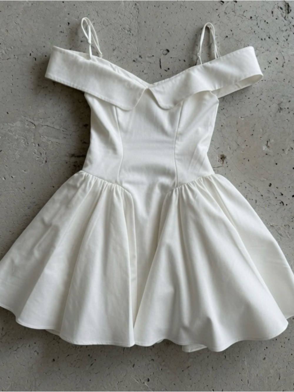 HOUSE OF CB 'Elida'White Twill Off Shoulder Mini Dress/Size XSmall US2-4 $269 - Picture 9 of 14